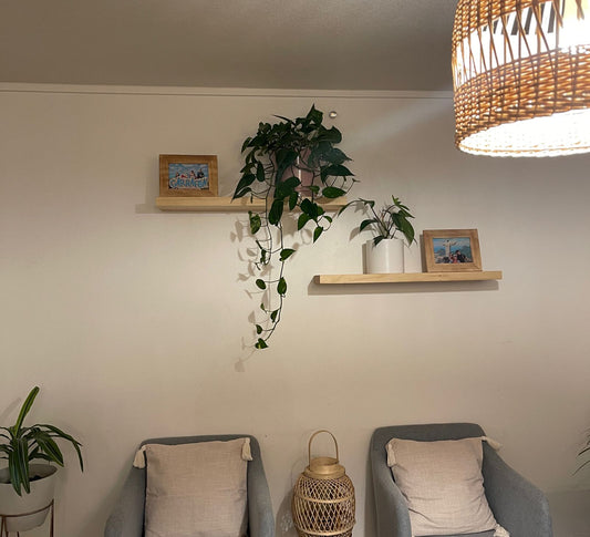 Set de 2 repisas flotantes de madera 80x20