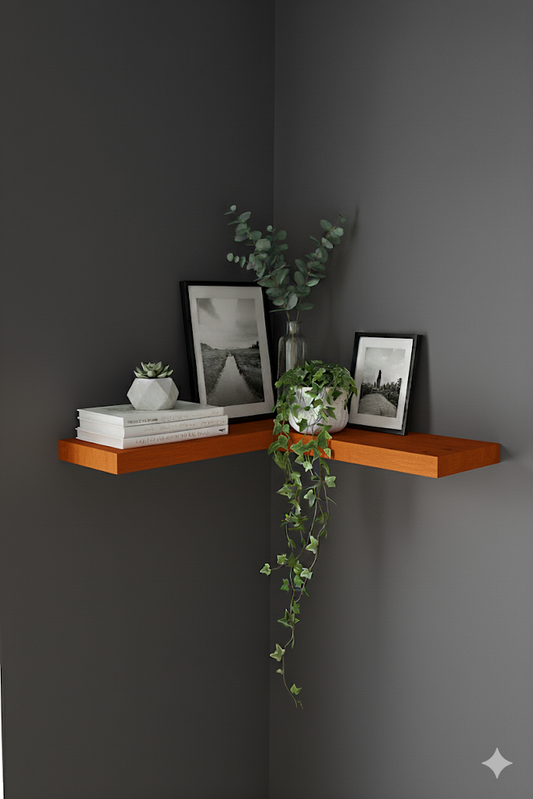Repisa Esquinera Flotante de Madera