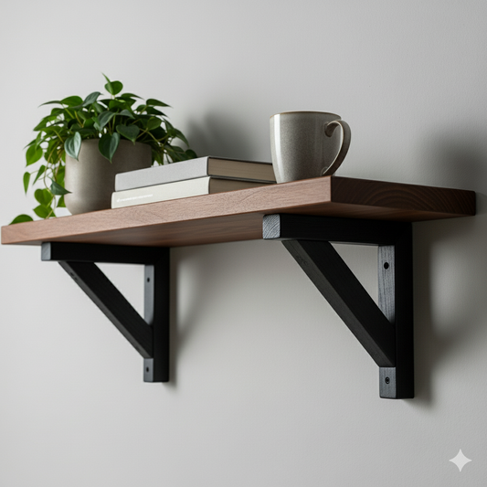 Repisa con soporte escuadra de madera