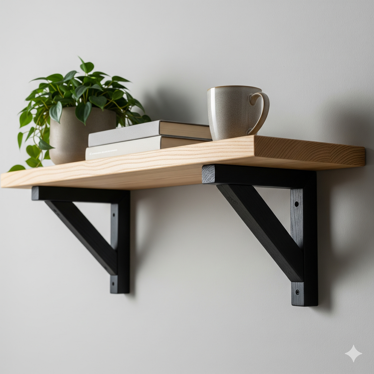 Repisa con soporte escuadra de madera