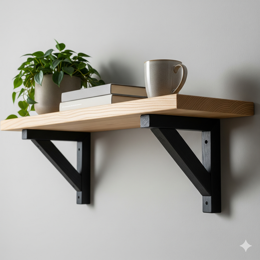 Repisa con soporte escuadra de madera