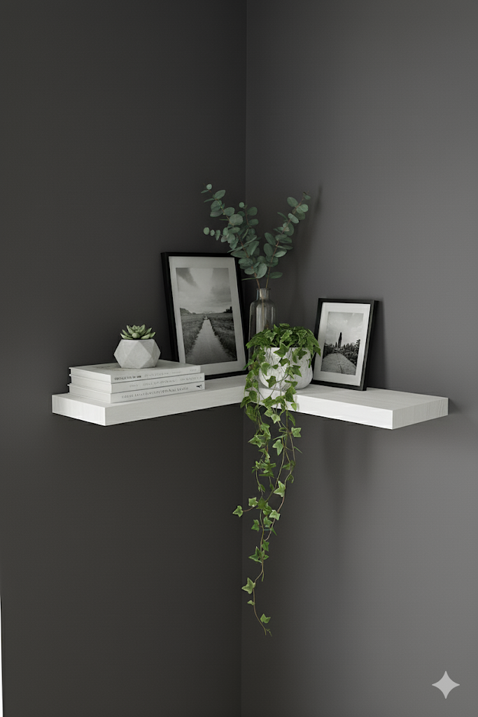 Repisa Esquinera Flotante de Madera