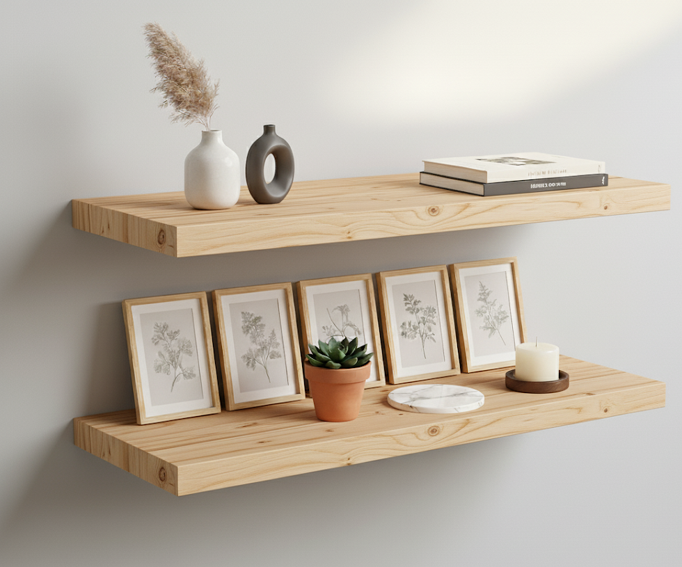 Set de  2 Repisas Flotantes 60x20 cms