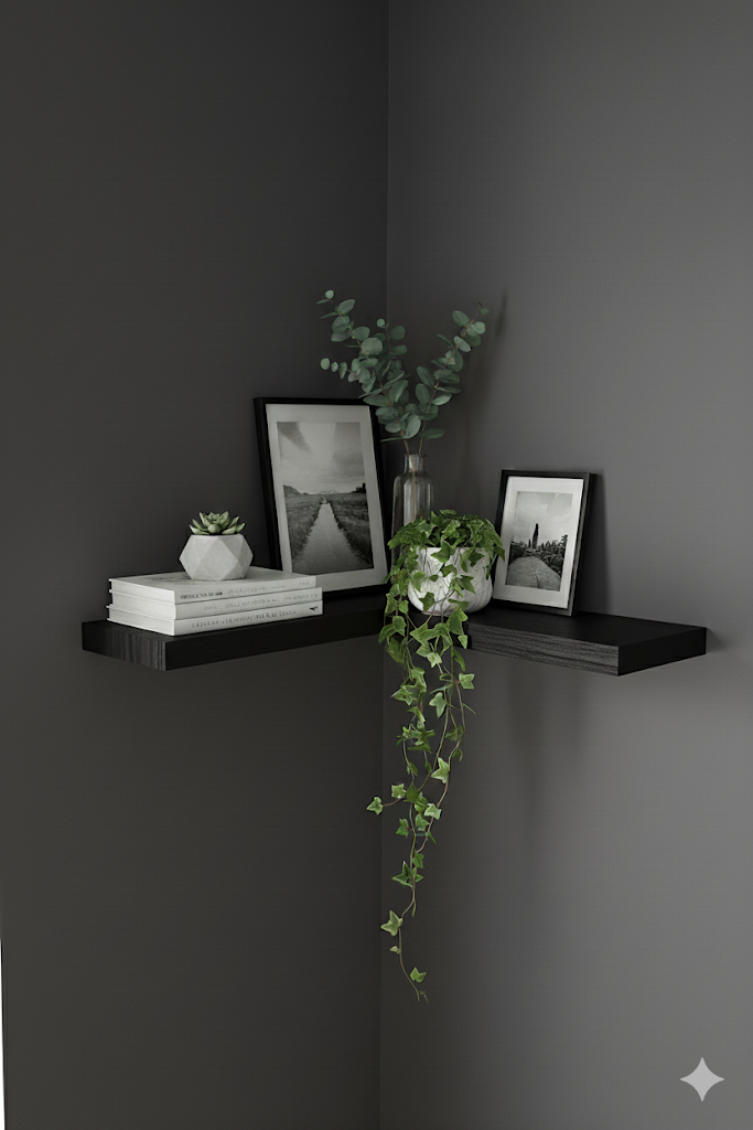 Repisa Esquinera Flotante de Madera