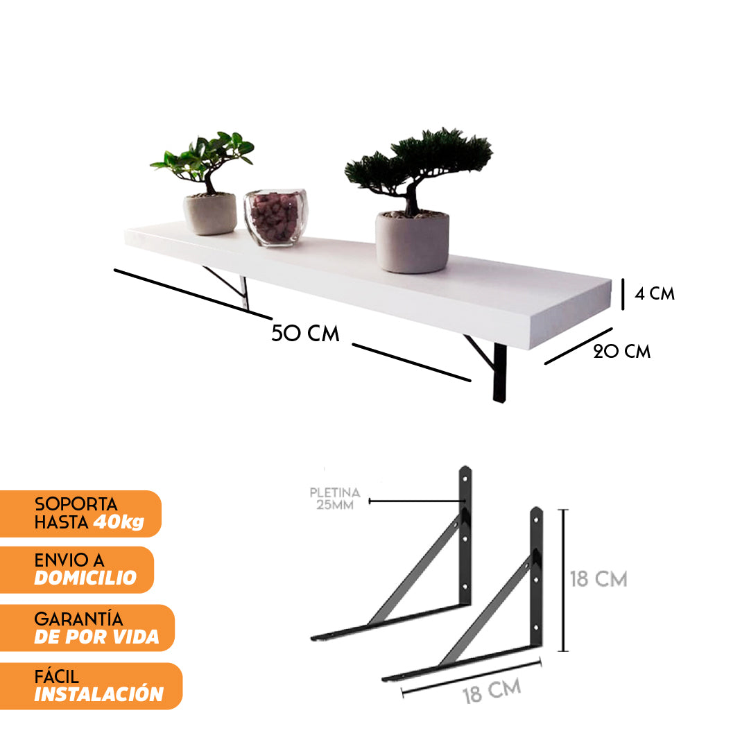 Repisas de madera con escuadras metálicas